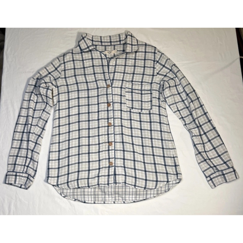 Blue and White Flannel Shirt Women's Size Small UGG Woodsy Country Western Boho